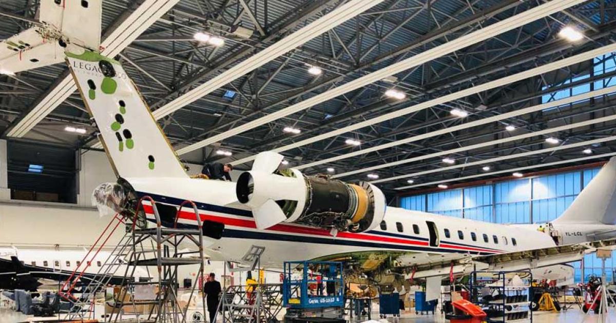 Jet Flight Service's newly-establshed Embraer service center at FBO Riga in Latvia, has already completed its first heavy maintenance assignment on a Legacy 650.