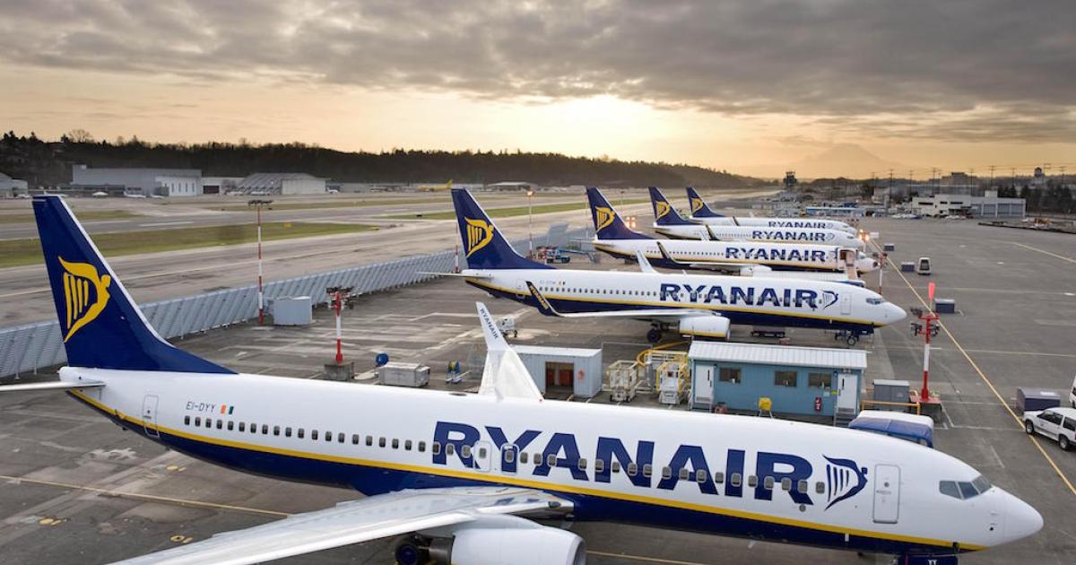 Most of the 139.2 million passengers that flew last year in Ryanair's network--including its 75-percent-owned subsidiary LaudaMotion--did so aboard the parent company's Boeing 737s. (Photo: Ryanair) 