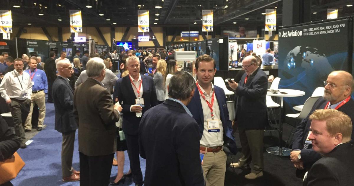 The 30th anniverary edition of NBAA's Schedulers & Dispatchers Conference launches tonight with the customary welcome reception on the exhibit floor. Show organizers are expecting a record number of exhibitors on the largest show floor in the show's three decade history. (Photo: Curt Epstein)