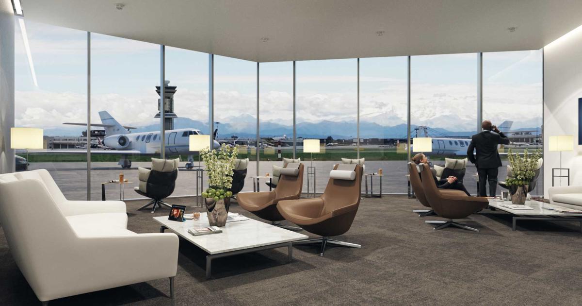 At NBAA's Schedulers and Dispatchers Conference in San Antonio, Texas, this week, Italian FBO operator SEA Prime is displaying the first renderings of the interior of its new polygon-shaped FBO terminal, which will make its debut in June at Milan's Malpensa Airport.