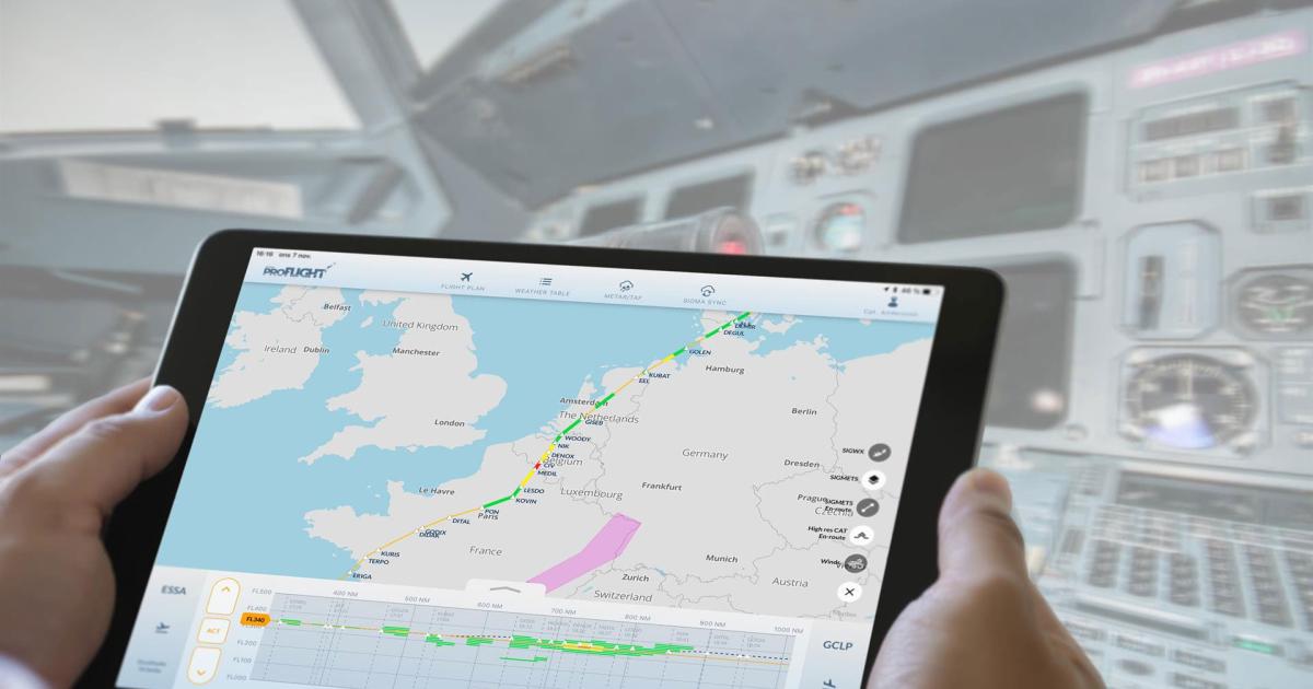 The ProFlight app can give users weather information for a 10-km area, rather than 140 km.