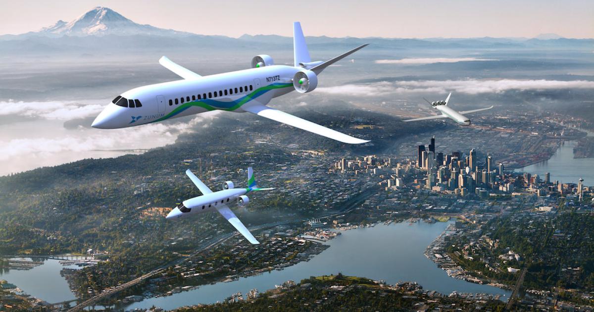 Zunum envisions a family of electric hybrid airplanes ranging in capacity from nine seats to 48. (Image: Zunum)