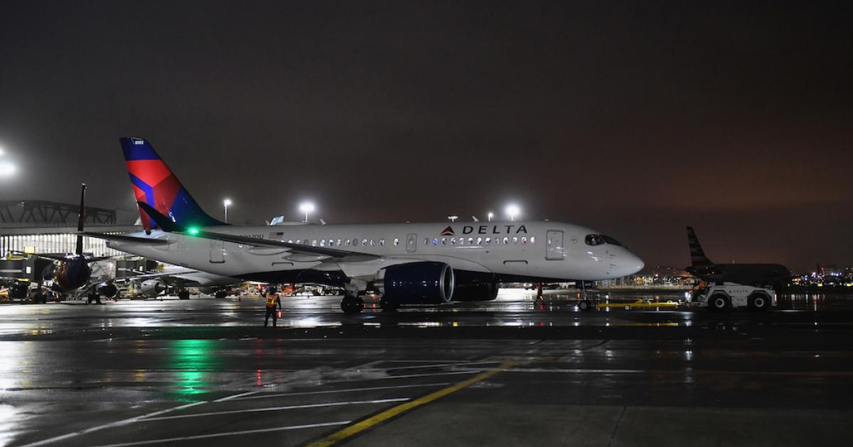 The first Delta A220 prepares to take off on its inaugural flight from New York La Guardia Airport. (Photo: Delta Air Lines)
