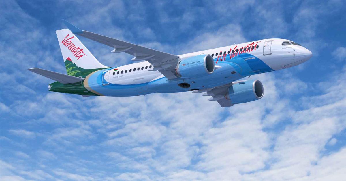 Air Vanuatu plans an aggressive expansion with Airbus A220s in the South Pacific. (Image: Airbus)