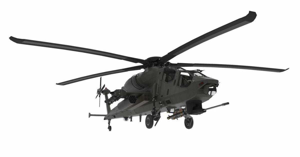 Turkish Aerospace's new attack helicopter exhibits the same configuration as the company's T129 Atak, but is considerably larger and more powerful. (photo: Turkish Aerospace)