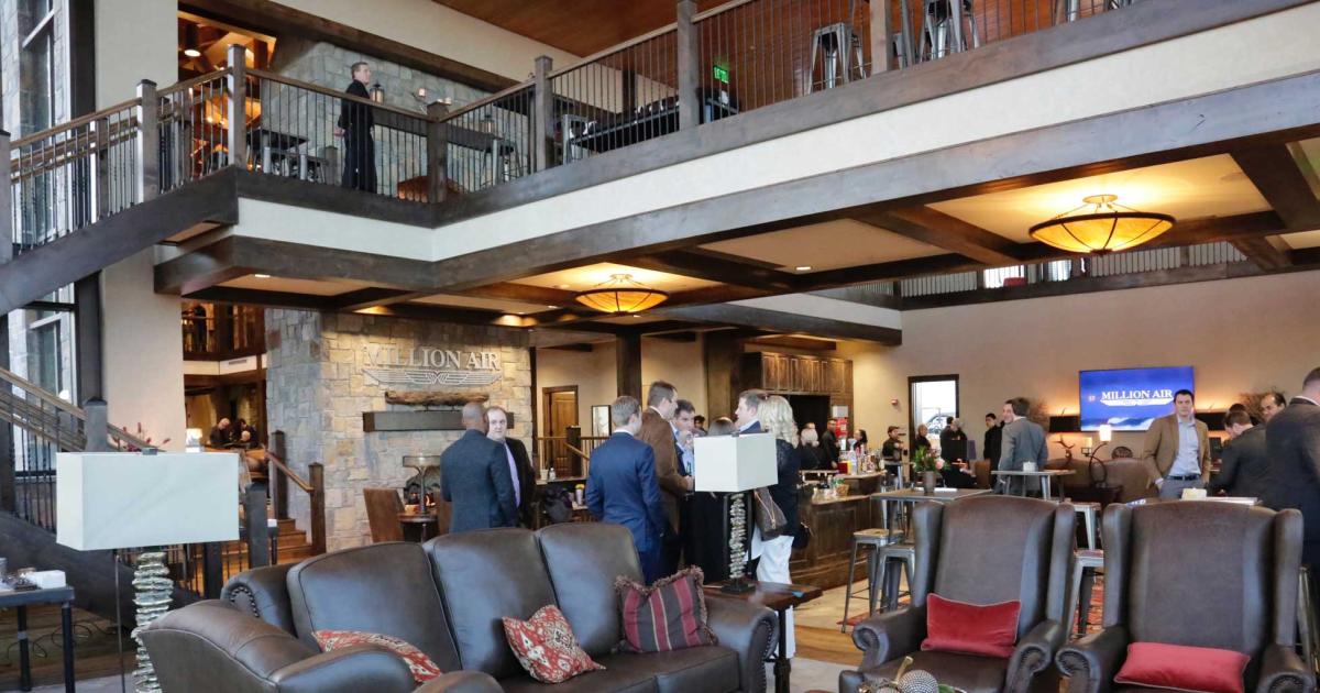 Million Air's new 29,000-sq-ft, two level terminal at New York's Westchester County Airport takes its style cues from the state's Adirondack region with stone and wood melding into a comfortable and inviting design. (Photo: Curt Epstein)
