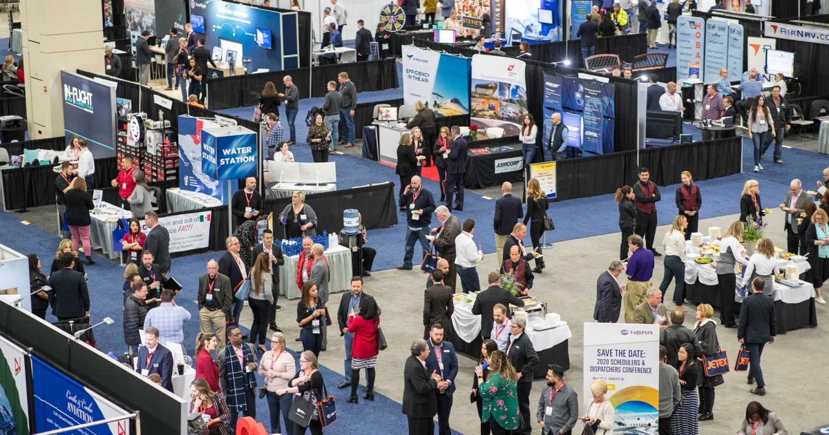 The show floor at SDC 2019 set new records for the conference, both in its nearly 600 exhibitors, and in the area of exhibit space at San Antonio's Henry B. Gonzalez Convention Center. (Photo: Robb Williamson (Williamson Images), courtesy of NBAA).