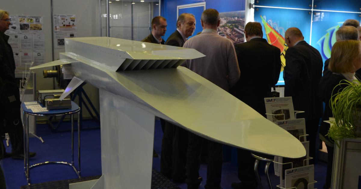 Could this be a forerunner of Zircon? This model of an experimental hypersonic missile was displayed in 2016 by TsIAM. (Photo: Vladimir Karnozov)