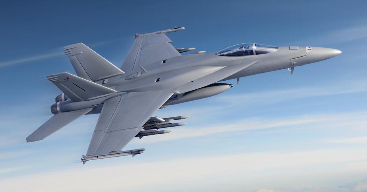 The Block III Super Hornet has conformal fuel tanks that provide extra range with little aerodynamic penalty. (photo: Boeing)