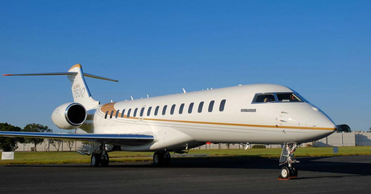 Bombardier's Global 7500 will make its debut at ABACE 2019. (Photo: Bombardier Business Aircraft)