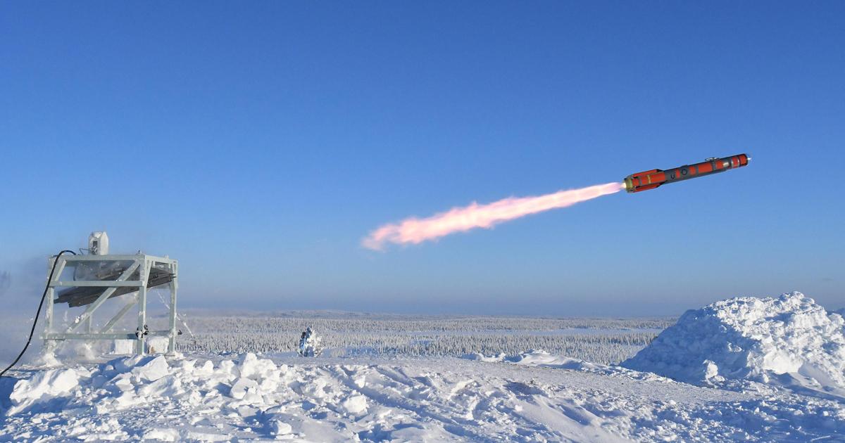 A Brimstone 3 test round is fired at the Vidsel test range in northern Sweden. (photo: MBDA)