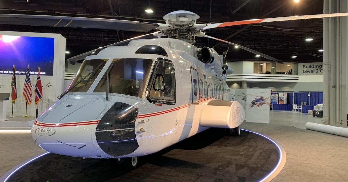 This Sikorsky S-92 heavy twin is Everett Aviation's first, and was on display Tuesday at Sikorsky's booth at Heli-Expo 2019. (Photo: Jerry Siebenmark)