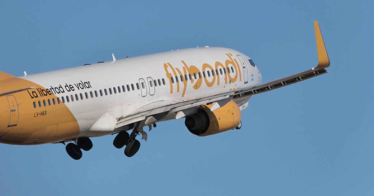 Argentina’s first recognized low-cost carrier Flybondi began operating commercial flights in January 2018 from bases in Buenos Aires and Cordoba, using a fleet of Boeing 737-800s. (Photo: Flybondi)