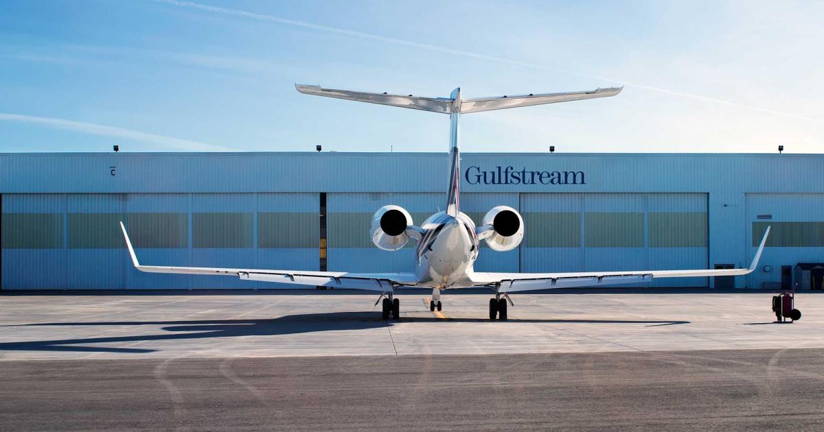 Gulfstream has begun to sell sustainable alternative jet fuel (SAJF) from its Long Beach, California service center and will use SAJF for large-cabin completions flights departing from the facility. (Photo: Gulfstream)