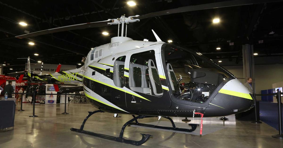 Pennsylvania-based rotorcraft completions specialist SureFlight is showing off its GT upgrade package for the Bell 505 this week at Heli-Expo in Atlanta. In addition to fully-customized exterior paint, it features a list of interior customization options and improvements in the cabin.