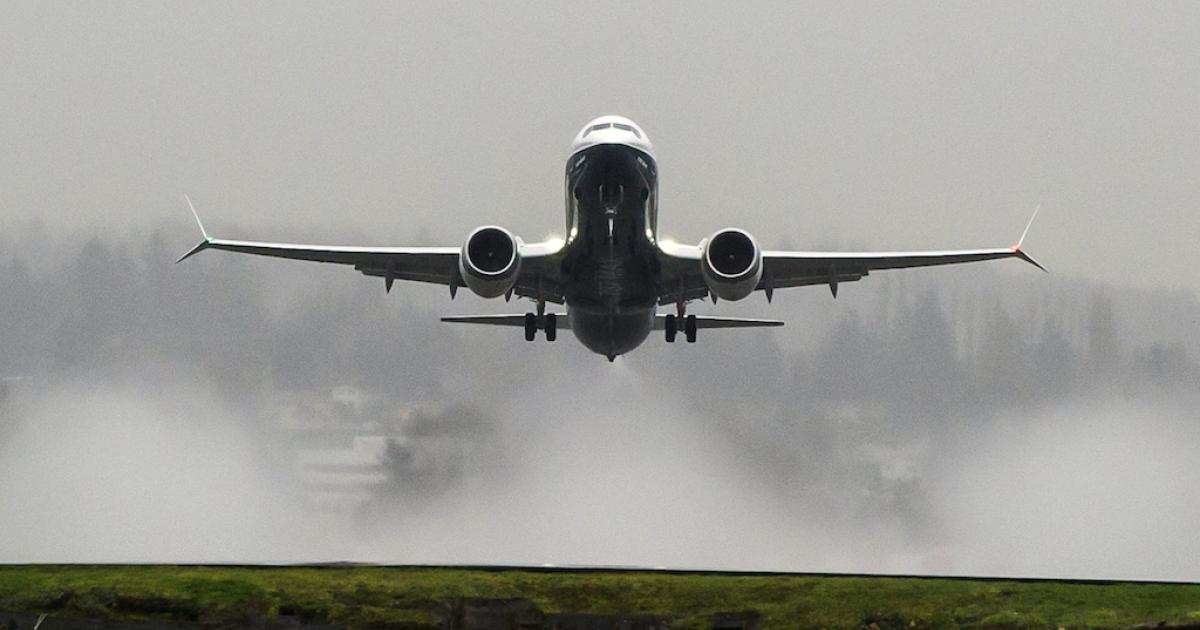 The first Boeing 737 Max 8 takes off for its maiden flight in 2016. (Photo: Boeing)