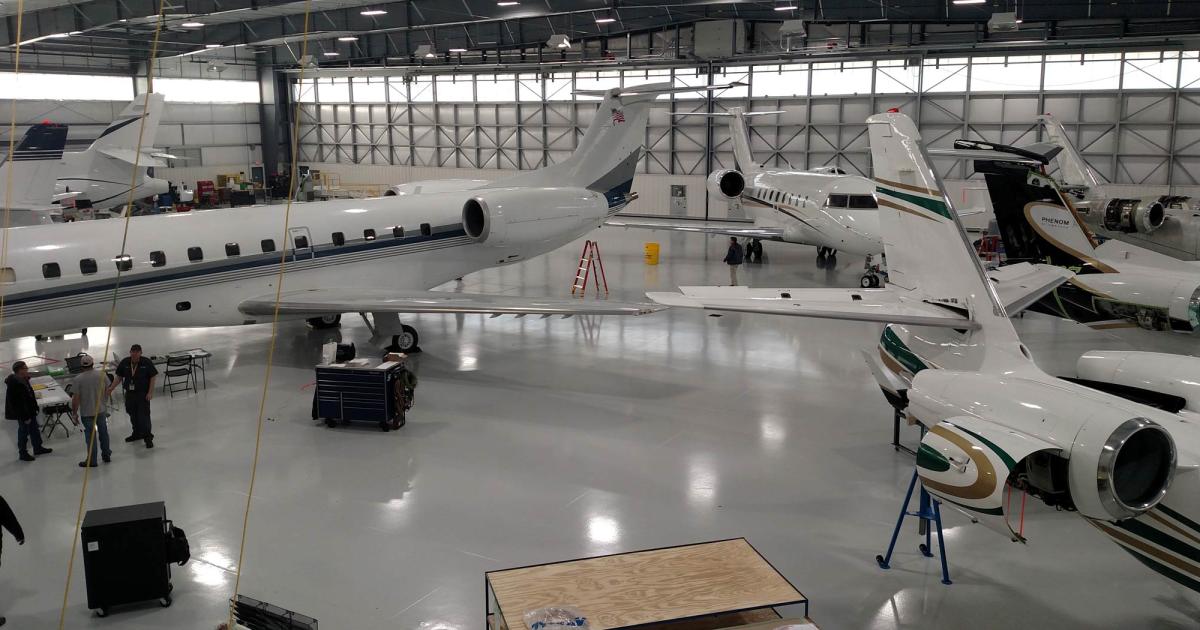 The original hangar at Chattanooga was designed to accommodate primarily small and midsize aircraft, but to address the popularity of larger models, the company constructed the new 40,000-sq-ft hangar to accommodate the largest and longest range jets. 