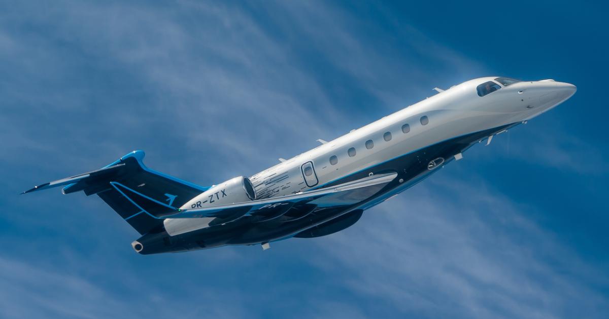Embraer's Praetor 600 bested design goals when certified, capable of flying more than 4,000 nm and connecting London and Dubai or New York. (Photo: Embraer)