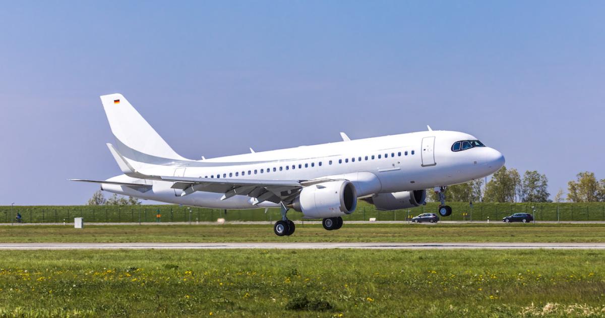 Airbus Corporate Jets' first ACJ319neo took off from Hamburg, Germany, on Wednesday for its maiden one-hour and 55-minute flight. (Photo: Airbus Corporate Jets)