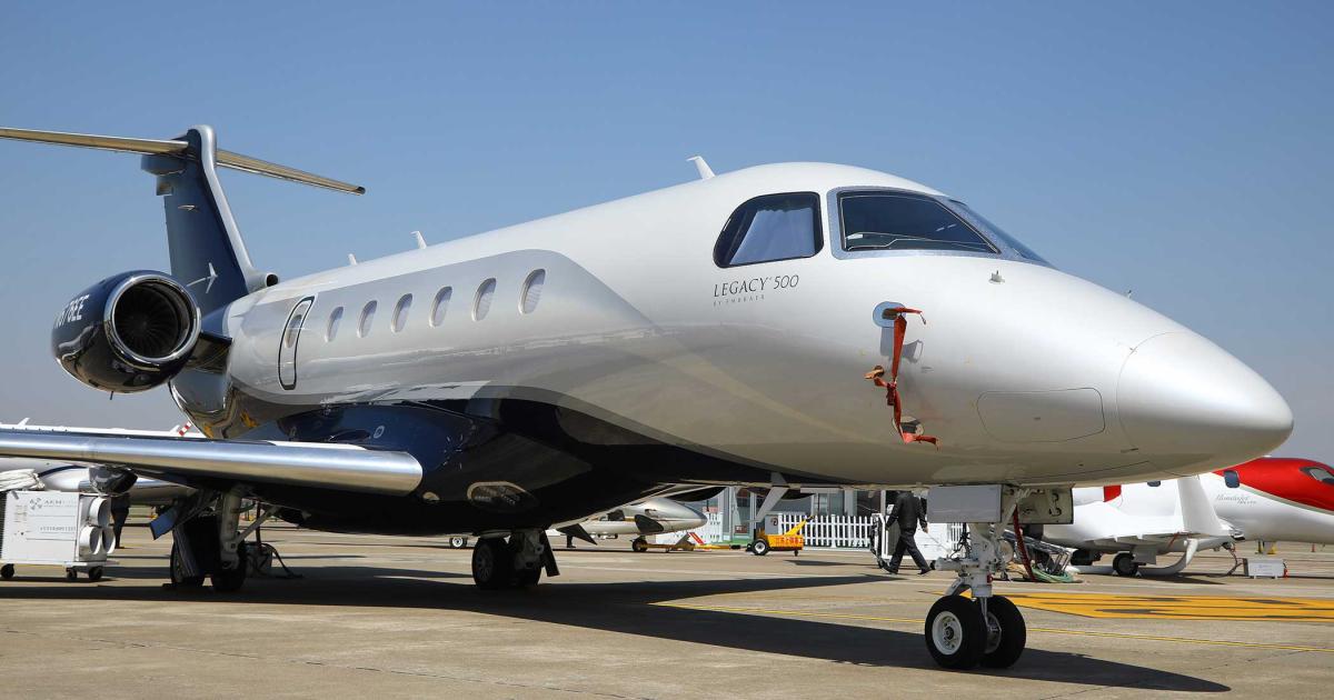Embraer’s Legacy 500 is one of the Brazilian manufacturer’s fly-by-wire business jet family. 