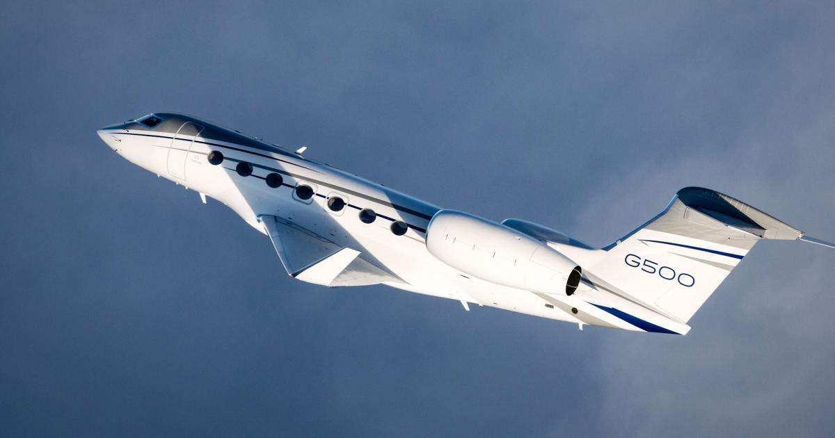 Deliveries of Gulfstreams increased by more than 30 percent in the first quarter, thanks to shipments of the new large-cabin G500. (Photo: Gulfstream Aerospace)