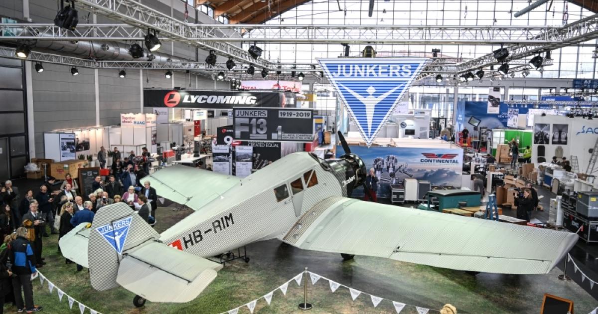 This year's Aero Friedrichshafen brought many novelties, including this display of a replica of the Junkers F 13 transport and cargo plane. (Photo Aero Friedrichshafen)