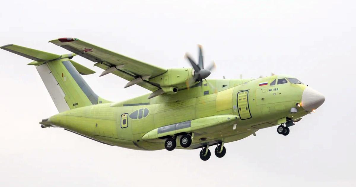 The Il-112V retained its yellow primer finish for its first flight on March 30. (Photo: UAC)