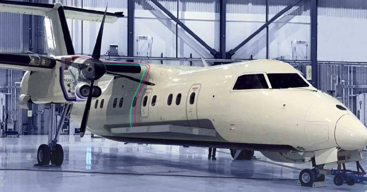 UTC's Project 804 re-engined de Havilland Dash 8 Series 100 will be the first to take advantage of Collins Aerospace's new Grid lab.