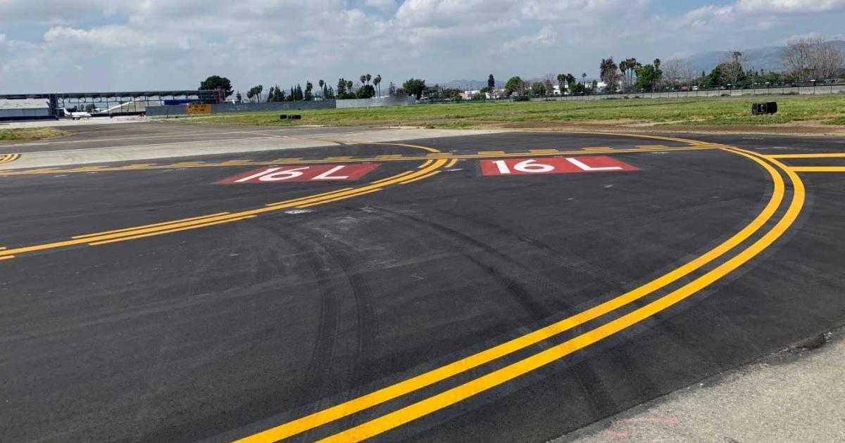 The completion of the first work phase on a major rehabilitation of Van Nuys Airport's Taxiway B will pave the way for the full-length reopening of Runway 16R/34L by early June and the use of Runway 16L-34R as a temporary taxiway through December.