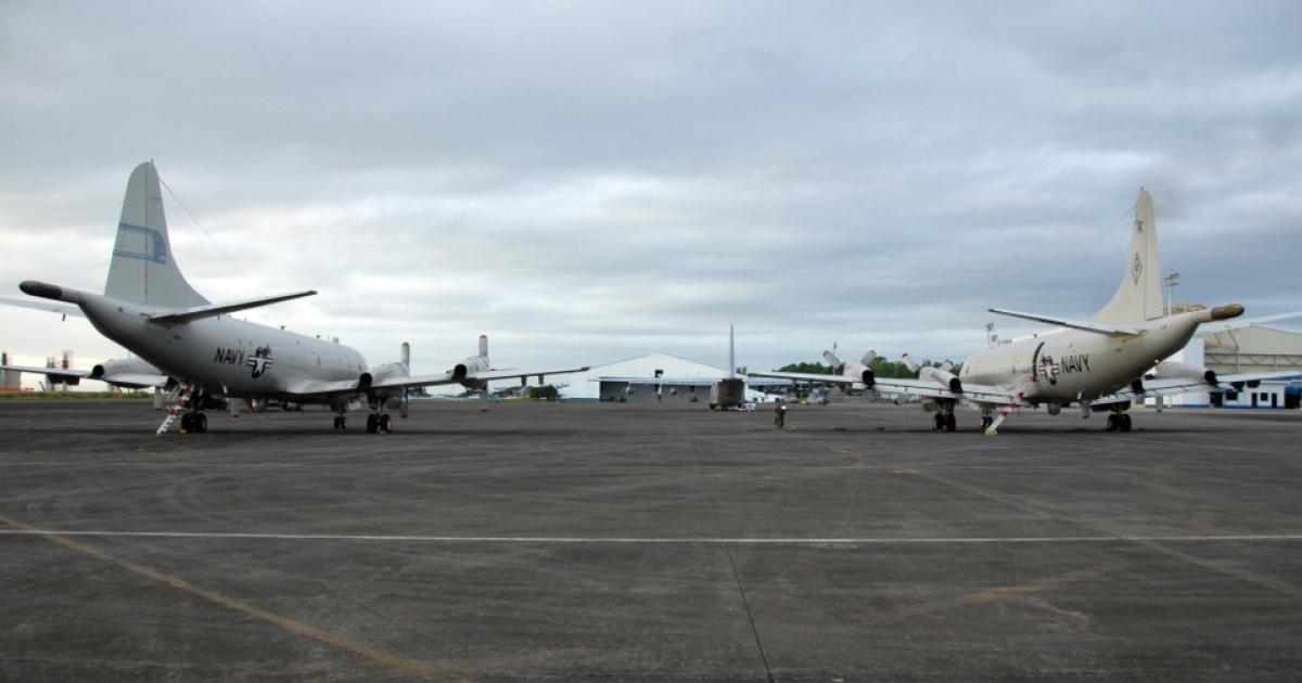 U.S. Navy P-3C Orions are seen resting between missions at Clark Air Base in the Philippines. (Photo: U.S. Navy)