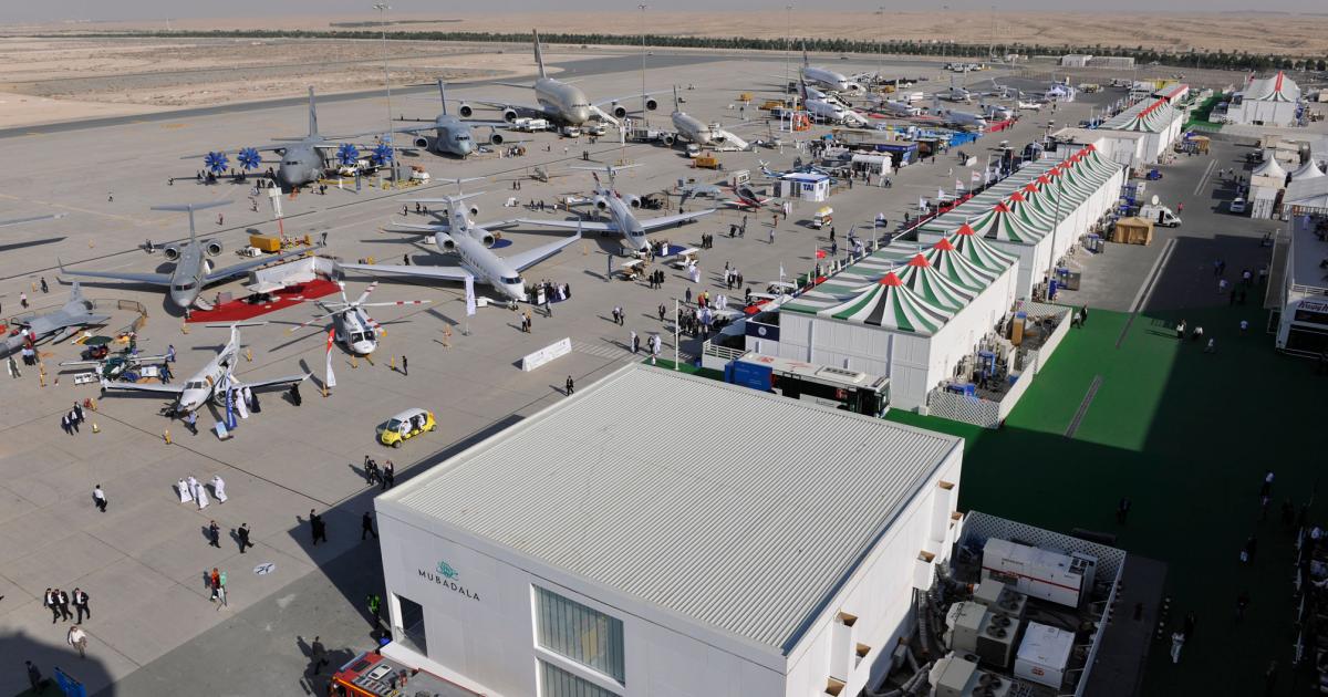 Organizers expect the 2019 edition of the Dubai Airshow to be the biggest ever. While business and commercial aviation is always a large part of the venue, defense-related activity is expected to make up 40 percent of this year’s show. (photo: Mark Wagner)