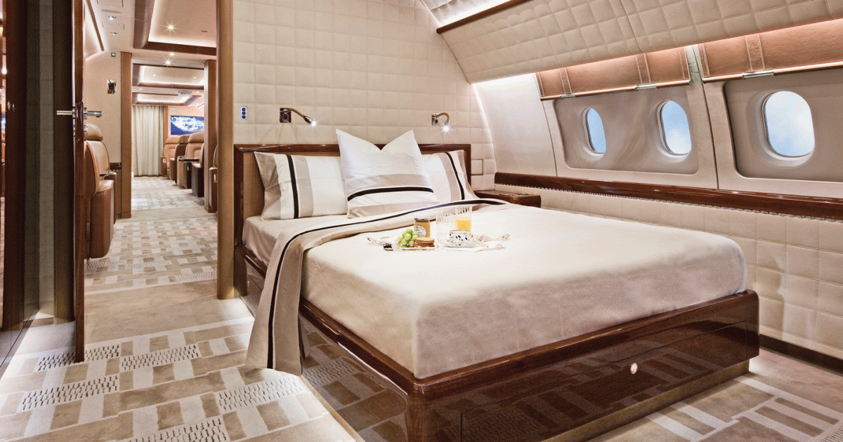 Large-aircraft specialist broker Boutsen Aviation brought this ACJ319 to EBACE. Yves Pickardt of Alberto Pinto Design is responsible for the four-zone cabin interior design.