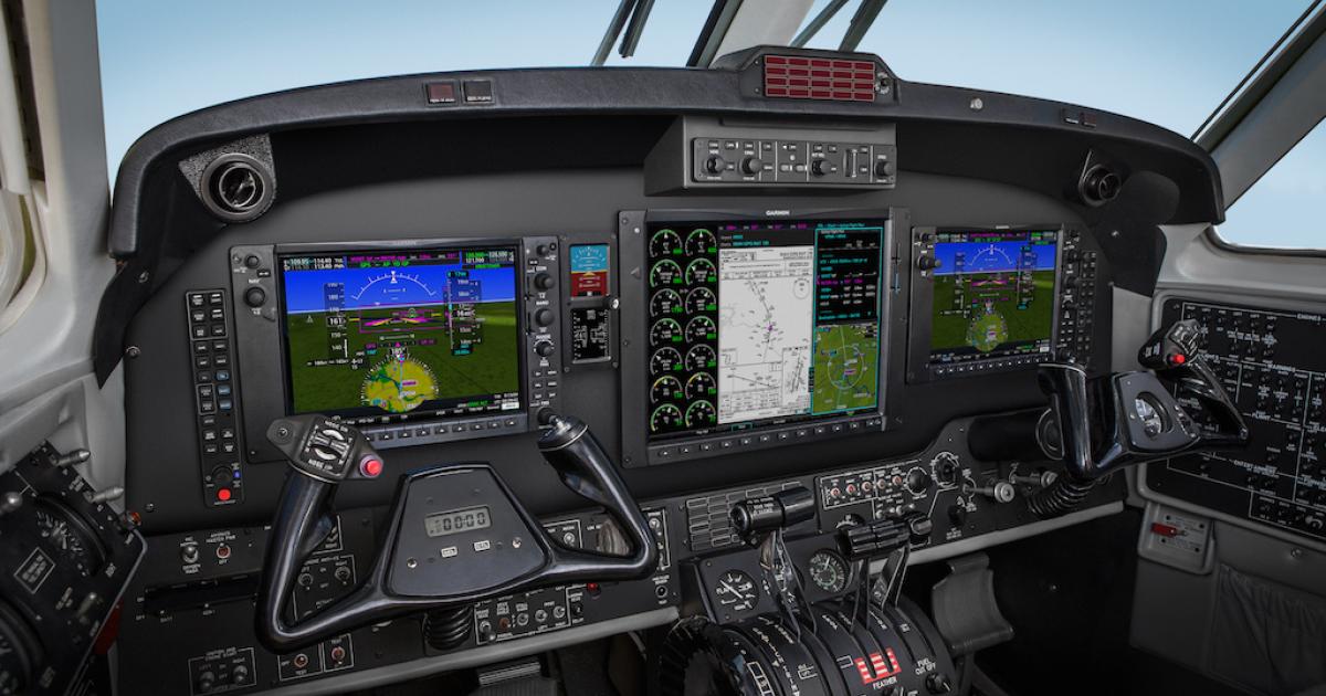Garmin's G1000 NXi in the King Air 200 through 350 has been upgraded and now includes a split-screen on the MFD. (Photo: Garmin)