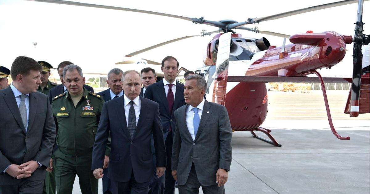 President Putin inspects the Kazan plant where the Ansat (in the background) and Mi-38 would be built.