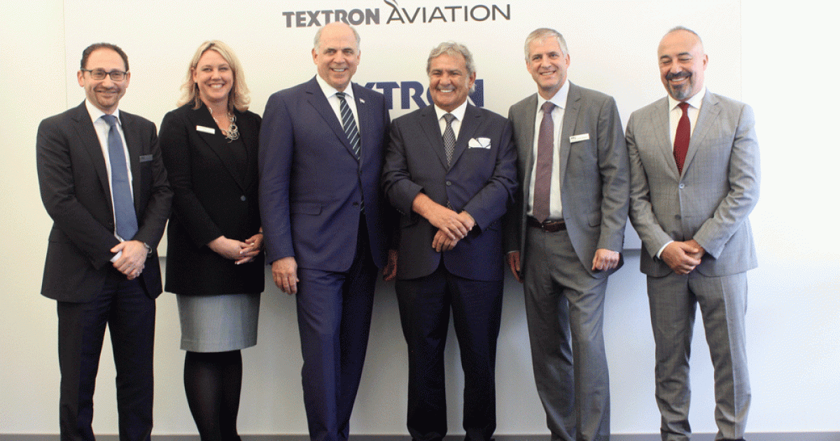 (from left to right): George Karam (Vice President & General Manager of TRU Simulation + Training’s Air Transport Simulation division), Lisa Atherton (President & CEO, Textron Systems), Minister Pierre Fitzgibbon (Quebec Minister of Economy and Innovation), Mekin Gozen (Chairman Gozen Group), Gunnar Kleveland (President, TRU Simulation + Training), and Cengiz Arbac (General Manager IFTC) stand together after TRU Simulation + Training and ITFC signed the letter of intent.
