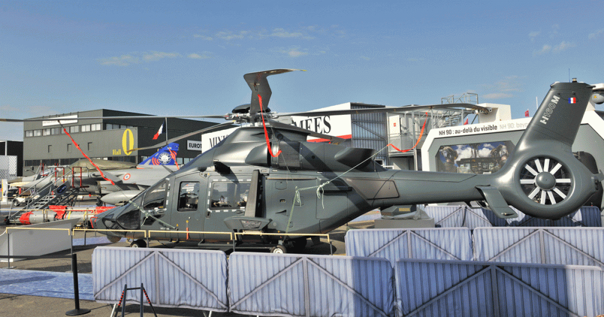The Airbus Helicopters H160M—shown here in a mockup form as the Guépard, or Cheetah, for French military forces—is the company’s replacement for the AS365 and EC155 models.