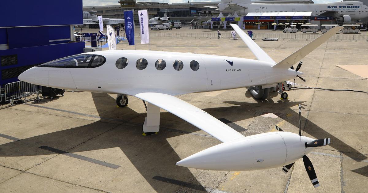Israel's Eviation is displaying its Alice all-electric prototype at Le Bourget this week, marking the aircraft's public debut. (Photo: David McIntosh).