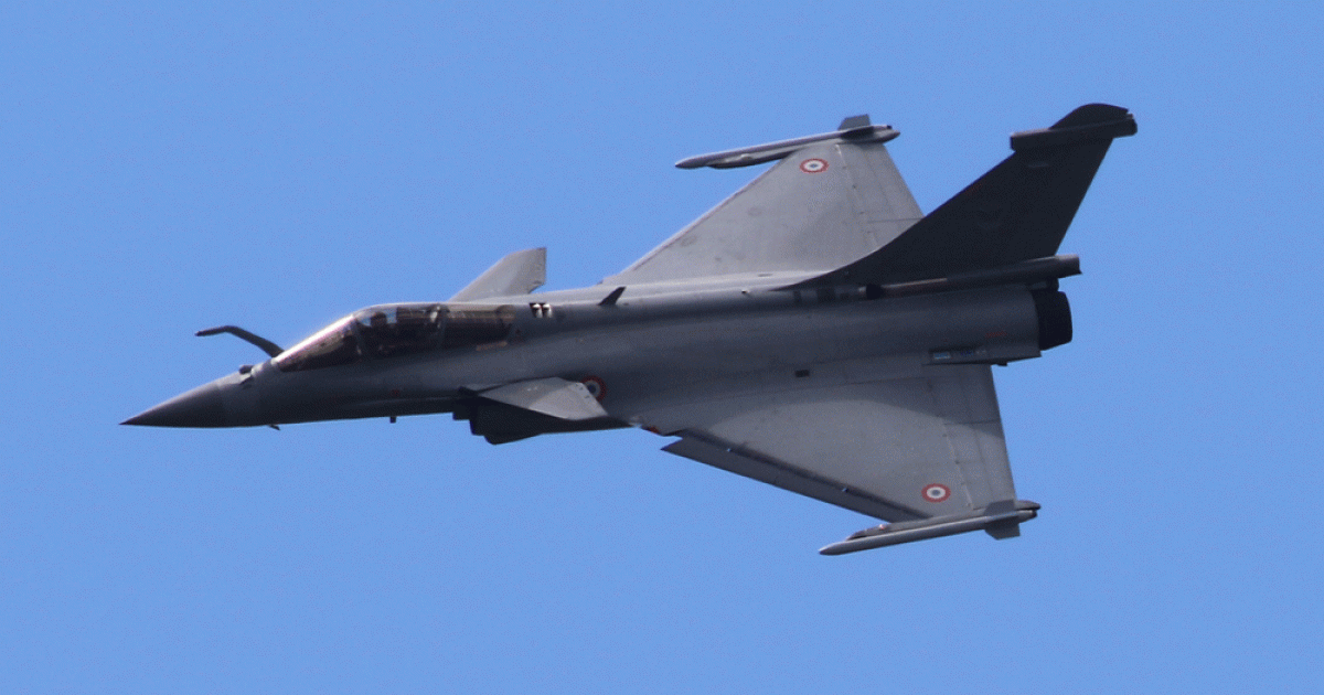 French Air Force Rafale practices for the 2019 Paris Air Show.
