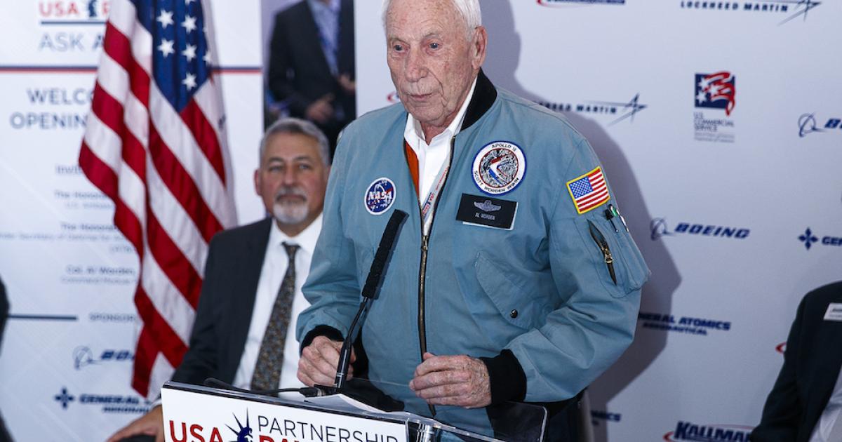 Al Worden is scheduled to lead Apollo 50th celebrations at the Paris Air Show alongside fellow astronauts Charlie Duke and Walt Cunningham.