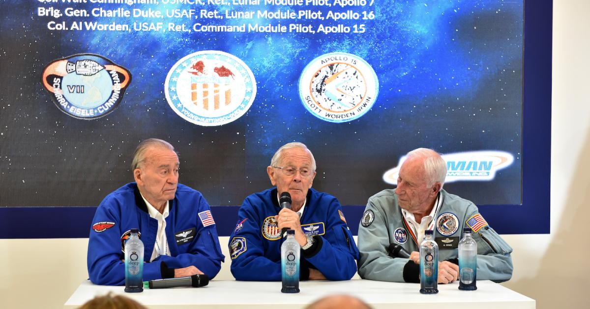 Apollo astronauts take questions from the audience at Paris one month before the 50th anniversary of the first Moon landing.