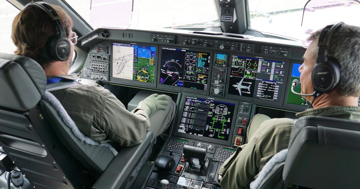 Embraer’s KC-390 features fly-by-wire, HUDs, and Rockwell Collins Pro Line Fusion avionics.