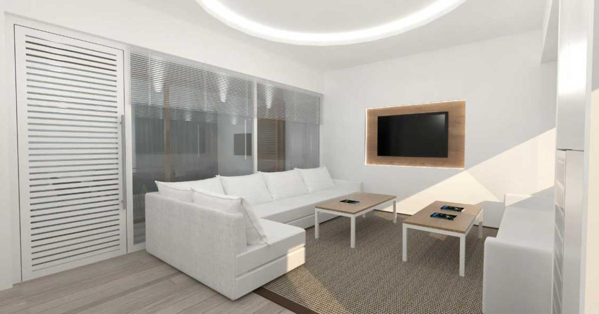 An artist's rendering shows the new planned lounge at Omni Handling's new FBO at Faro International Airport in Portugal.