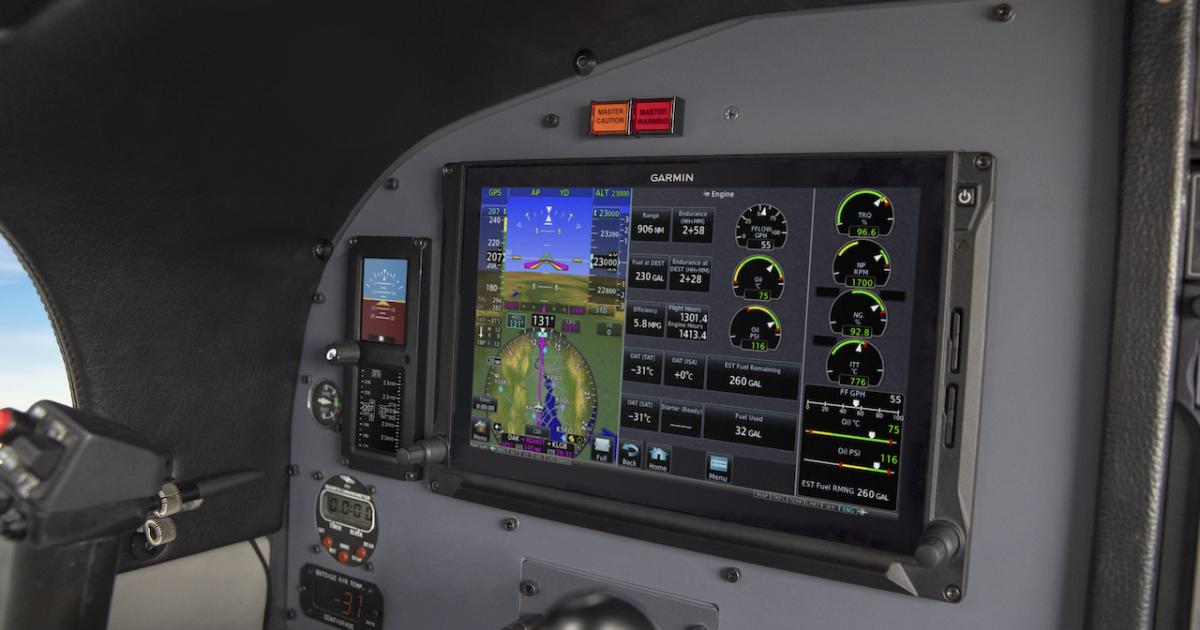 Garmin's EIS TXi is now available for replacement of old engine gauges on certain PT6A-powered single-engine turboprops. (Photo: Garmin)