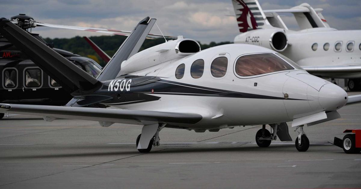Following the FAA's grounding of the Cirrus SF50 Vision Jet in April after several inappropriate flight envelope protection system activations, the FAA has reinforced its initial emergency AD, as it calls for public comments. (Photo: Mark Wagner/AIN)