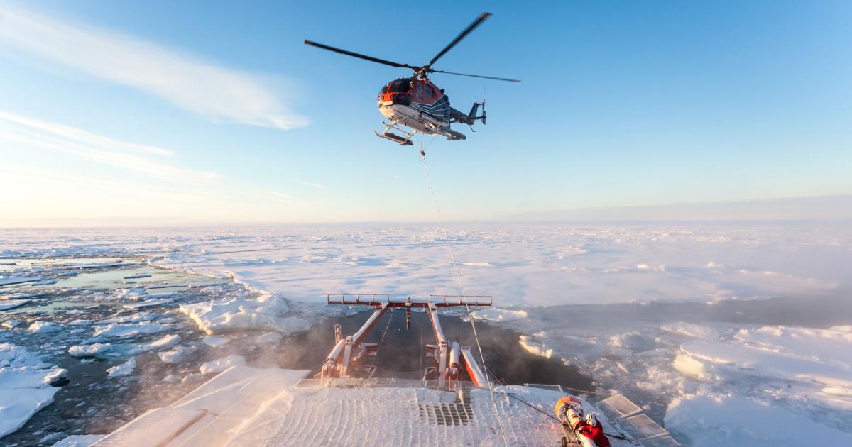 DRF Luftrettung modified a helicopter to provide service to Arctic ice breaker Polarstern.