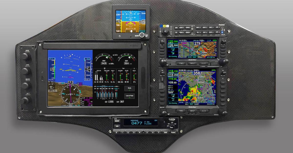 The intended layout for the BendixKing xVue Touch panel in Pipistrel’s Alpha King training aircraft. (Image: BendixKing)