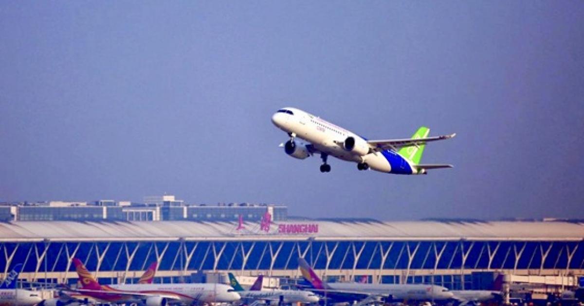 The third Comac C919 has flown to Xi'an, where it is joining the model's flight-test program. (Photo: Comac)