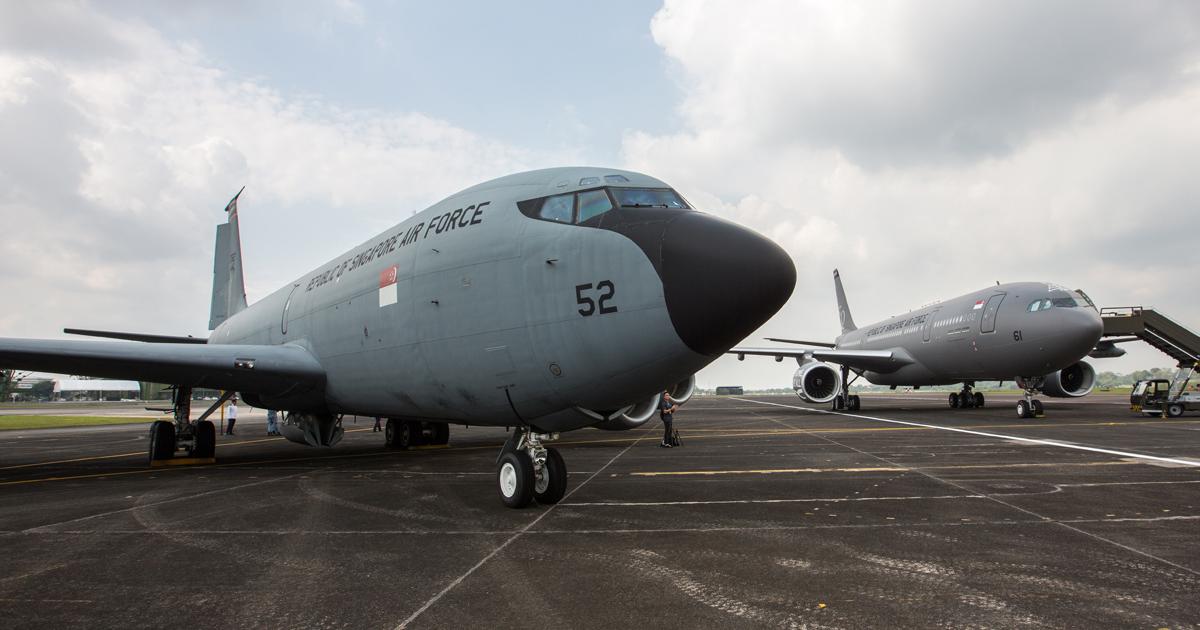 The RSAF's KC-135R is making way for the A330 MRTT in the background. (Photo: Chen Chuanren)