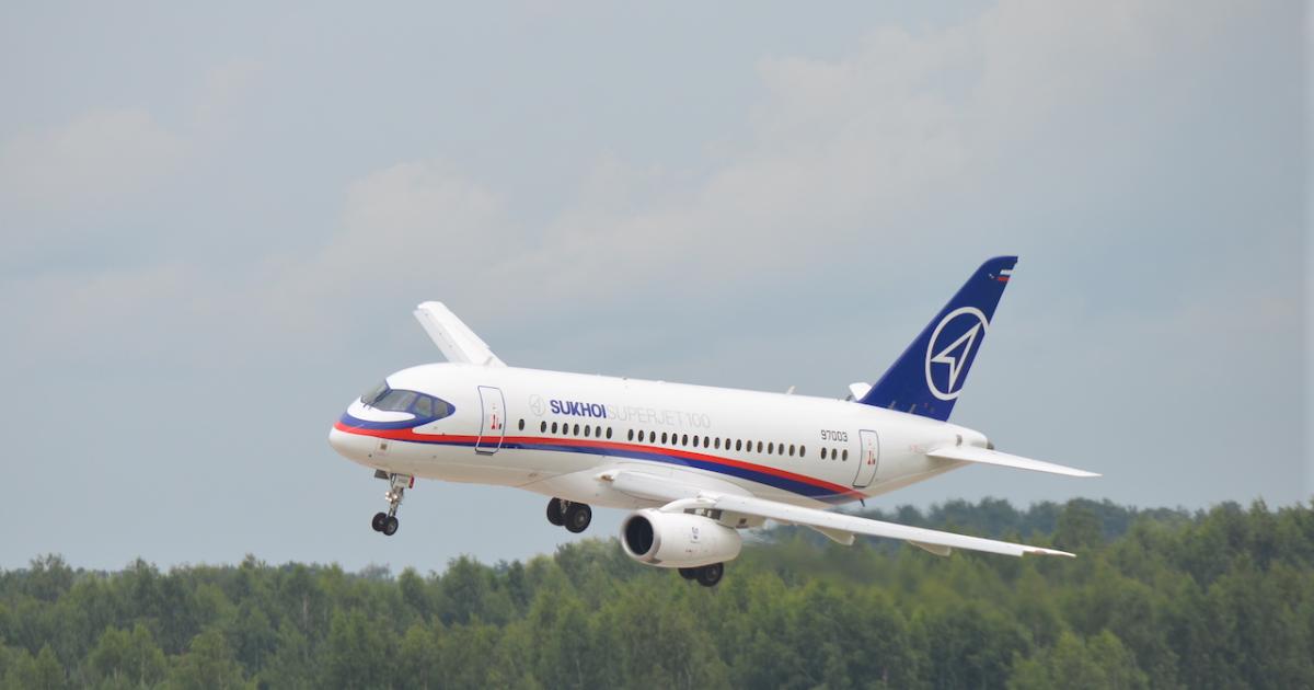 The SSJ100 has had some success as an airliner and even as a VIP transport, but trade restrictions are holding it back. (Photo: Vladimir Karnozov)