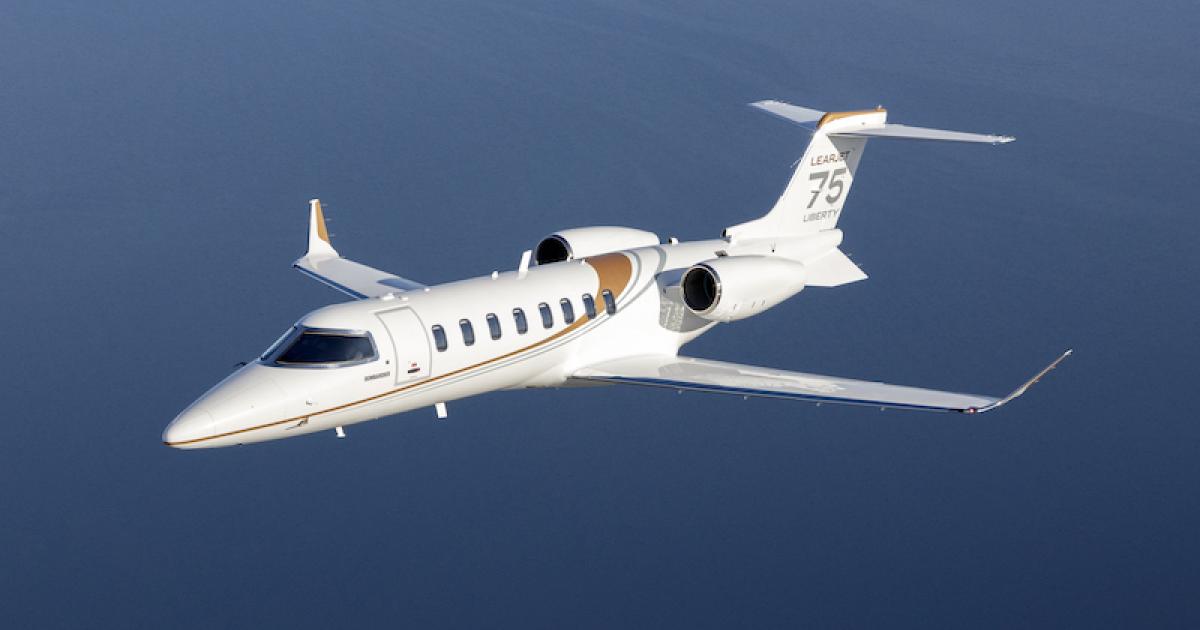 Bombardier expects to begin deliveries of its new Learjet 75 Liberty in 2020. (Photo: Bombardier)